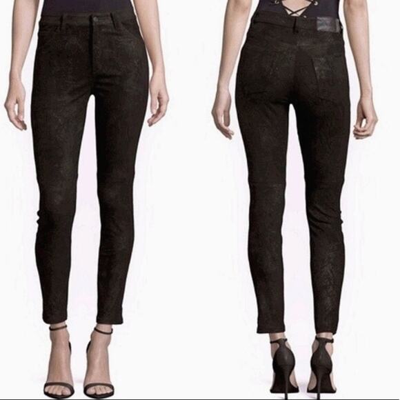 Joes The Wasteland High Rise Skinny Ankle in Lamb Suede in Black.